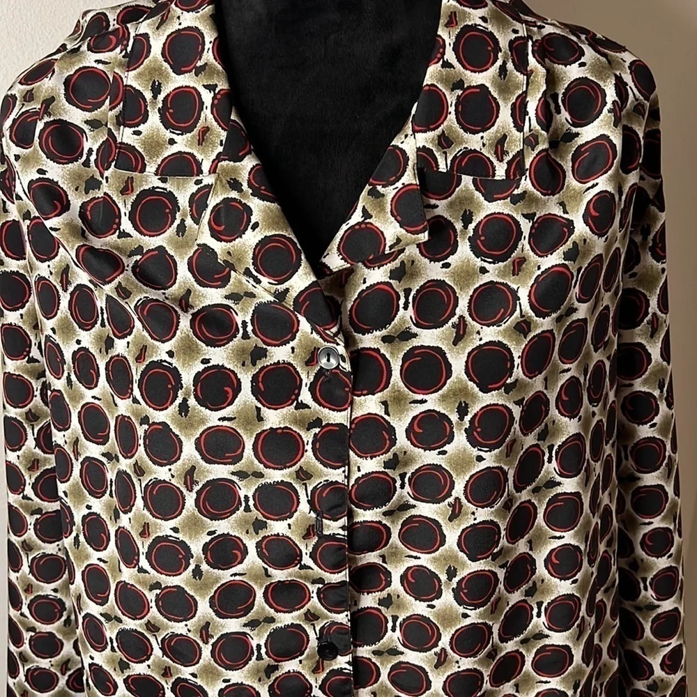 Impressions of California buttoned down long sleeves polyester shirt‎ blouse top